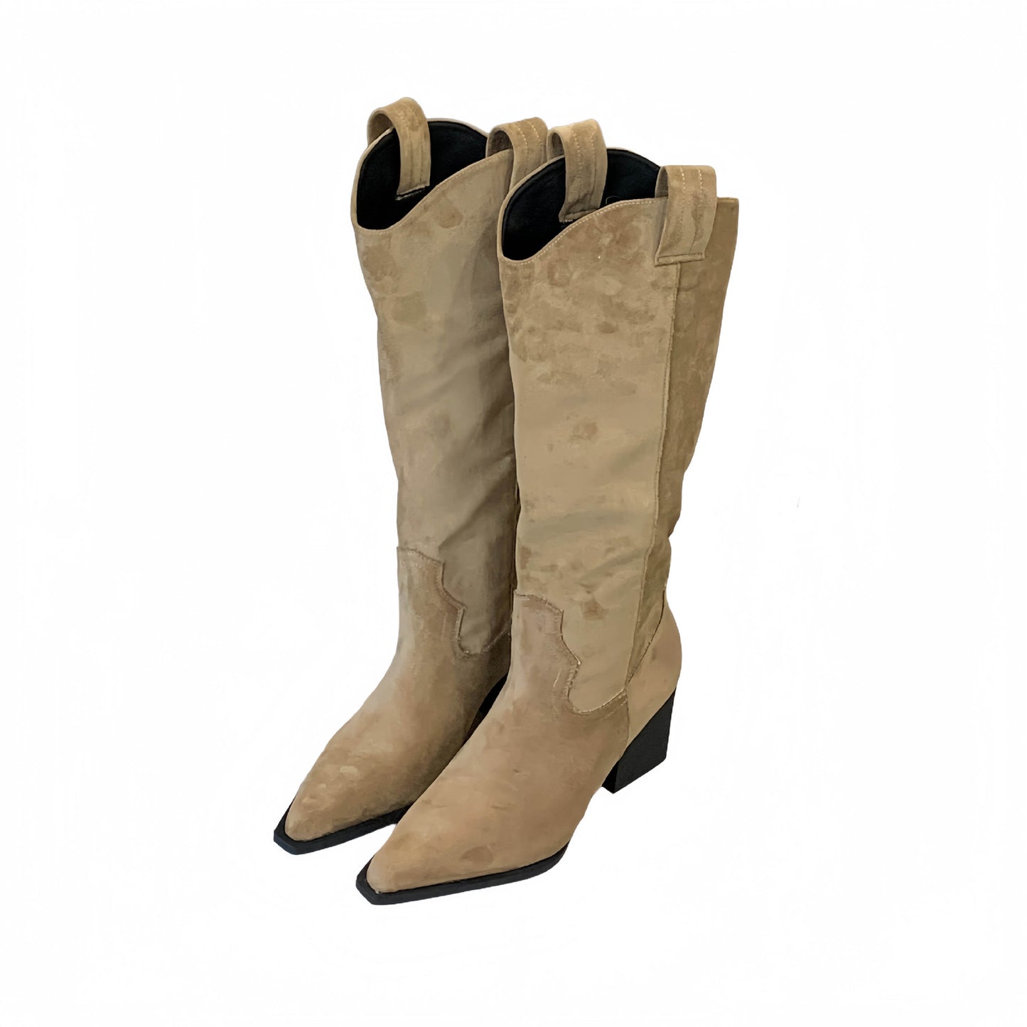 French Style Vintage Coffee Coloured Western Cowboy Boots
