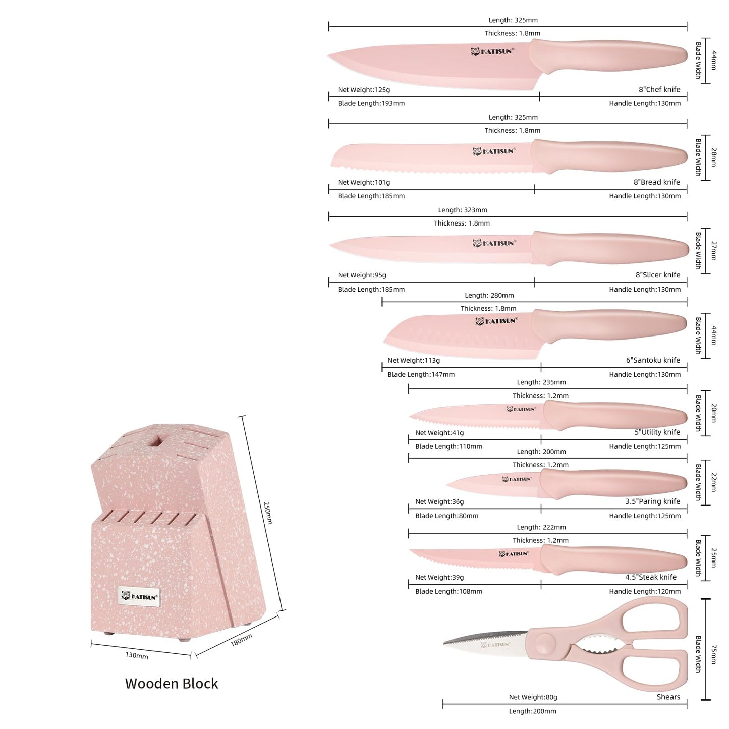 14 Piece Kitchen Knife Set