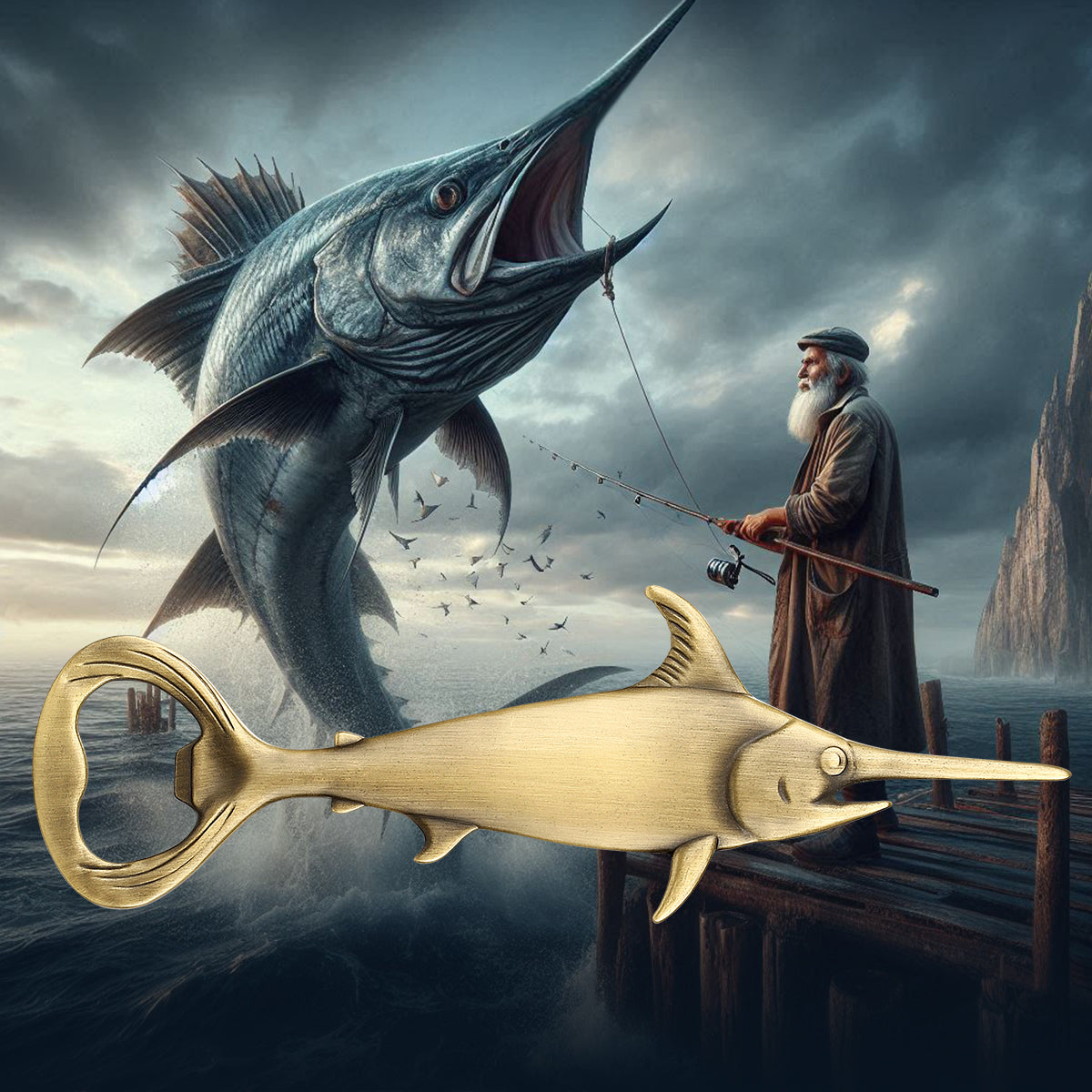 Swordfish Handle Metal Beer Bottle Opener