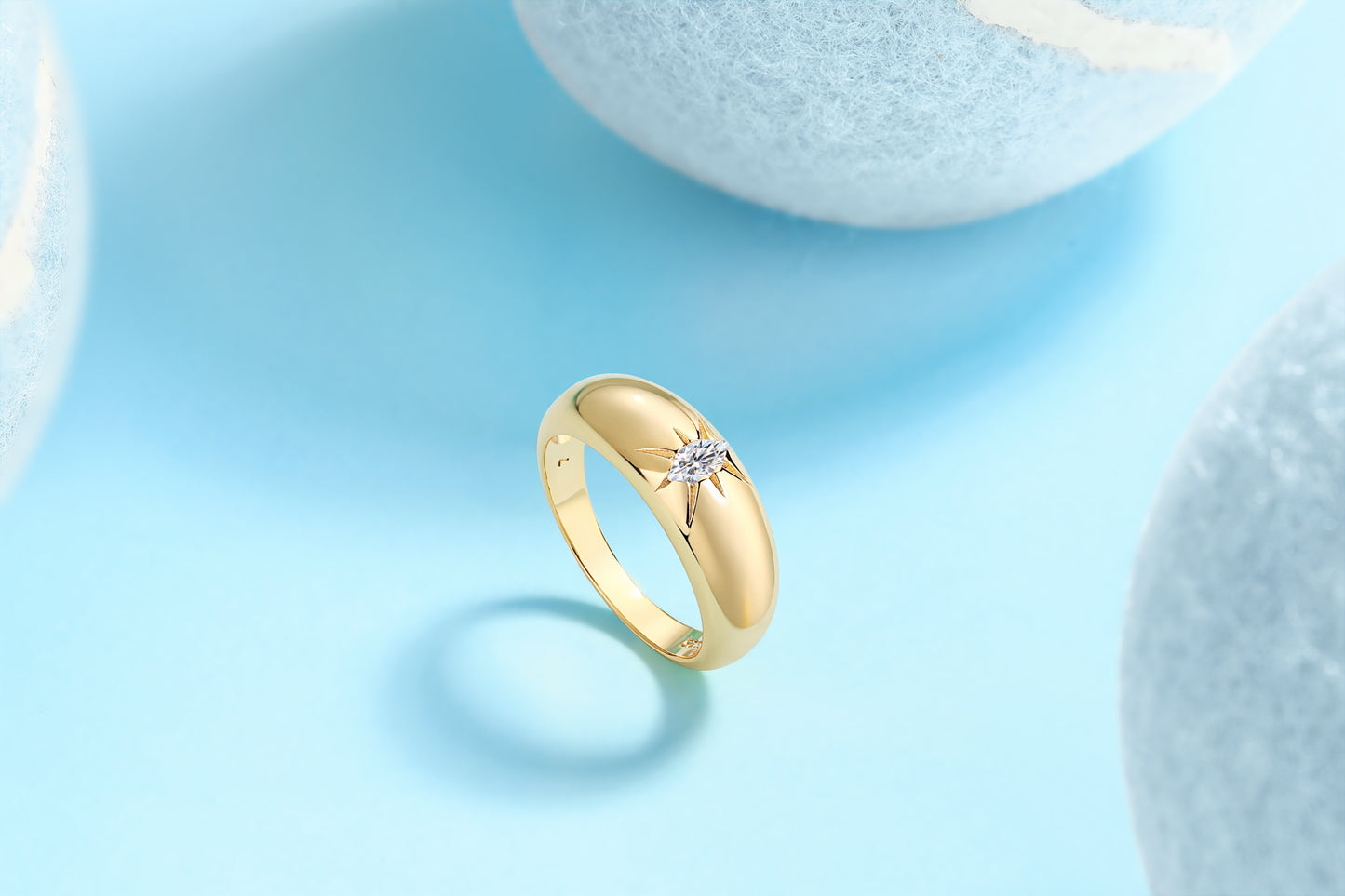Eight-prong Radiance - Luxurious Jewelry Piece Set/Sterling Silver & Gold-plated Diamond