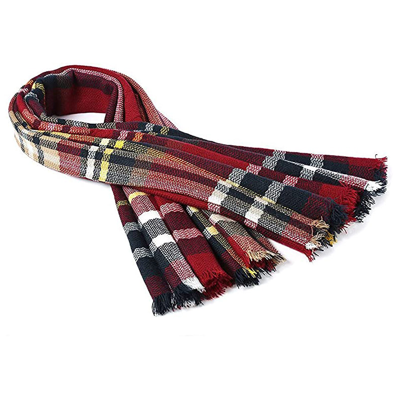Red & Black & White Plaid Scarf