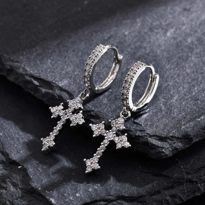 Men's Sparkling/Cross/Dangle Huggie Hoops
