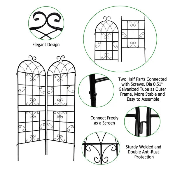 2 Pack Metal Garden Trellis 71" X 19.7" Rustproof