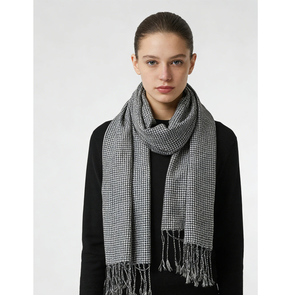 Modern Edge With Classic Colours Black White Graphic Jacquard Scarf