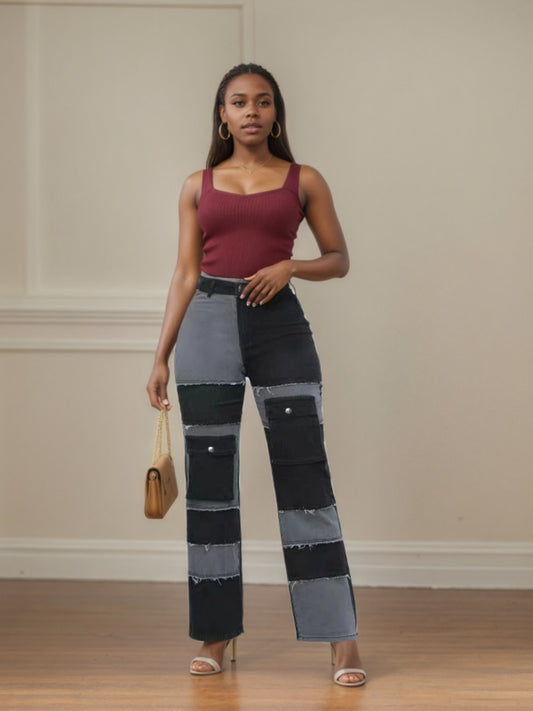 Large-size Women's High-quality Straight-cut High Jeans