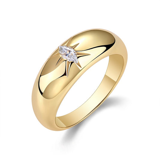 Eight-prong Radiance - Luxurious Jewelry Piece Set/Sterling Silver & Gold-plated Diamond
