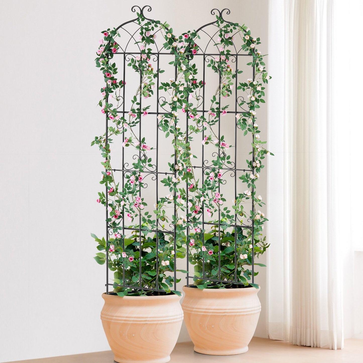 4 Packs Metal Garden Trellis For Climbing Plant Support 87x20 In Rustproof