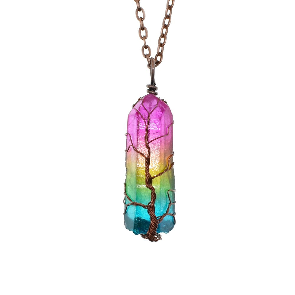 Crystal Pillar Tree Of Life Pendant/Necklace