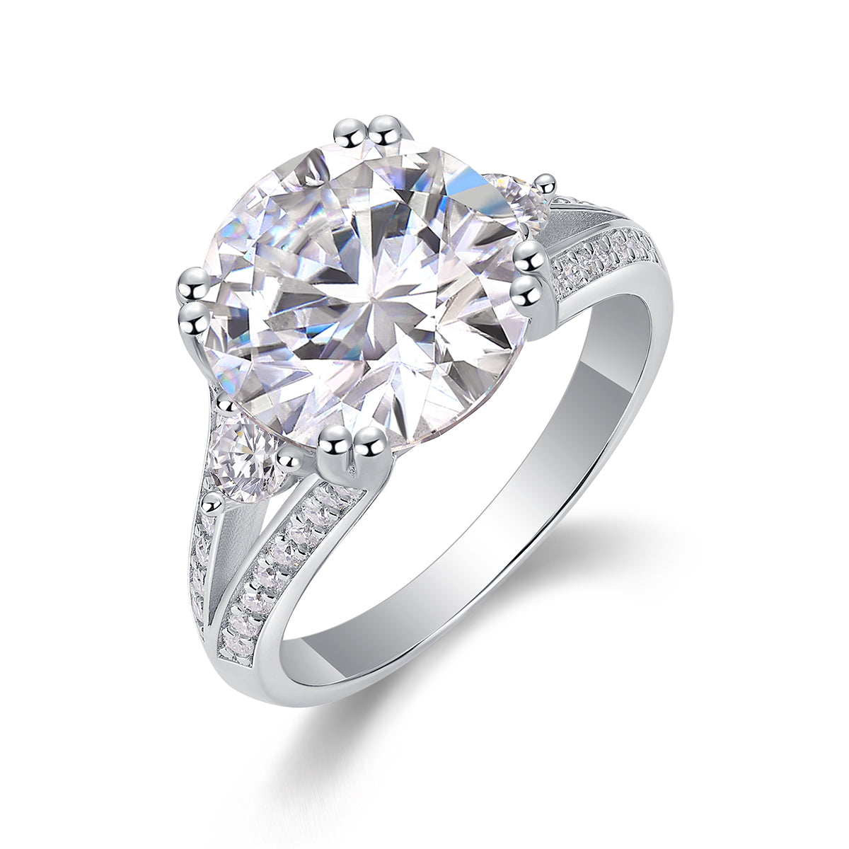Elegant Radiance - Jewelry Piece Set- 5-carat Moissanite/ Sterling Silver & Platinum-plated Diamond