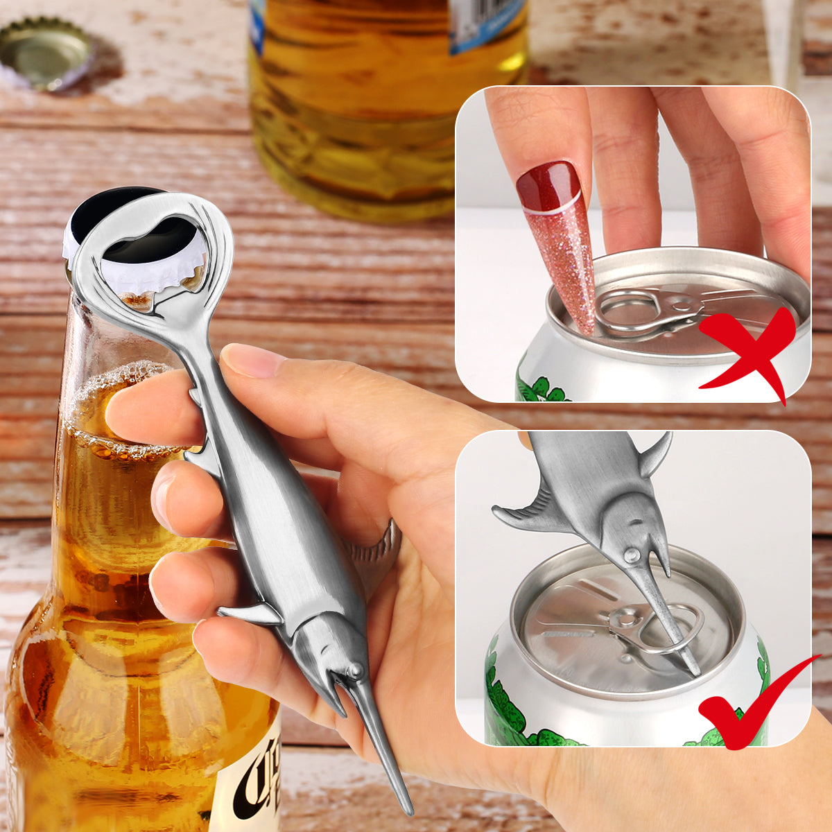 Swordfish Handle Metal Beer Bottle Opener