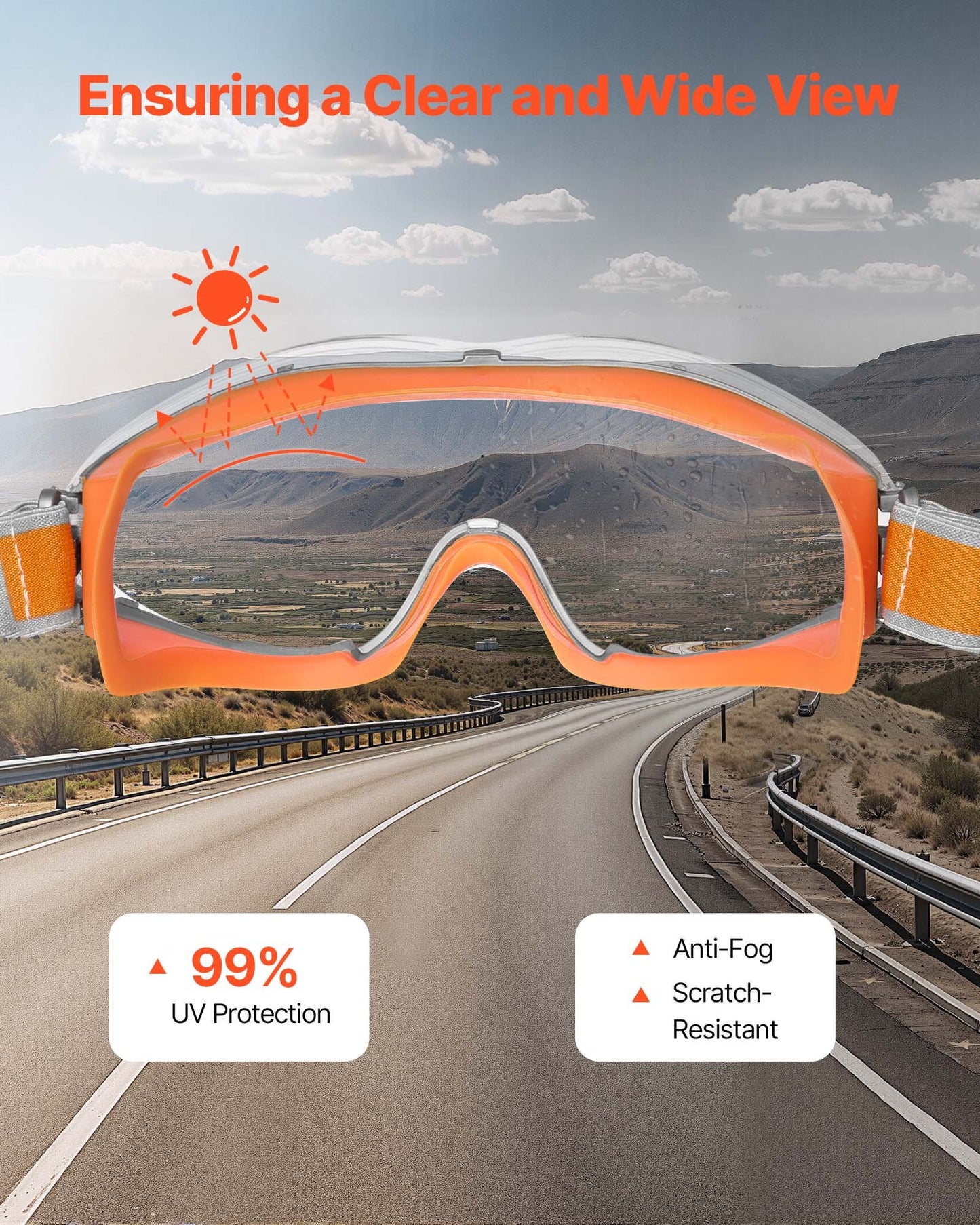 Safety Glasses Anti-Fog Adjustable Goggles
