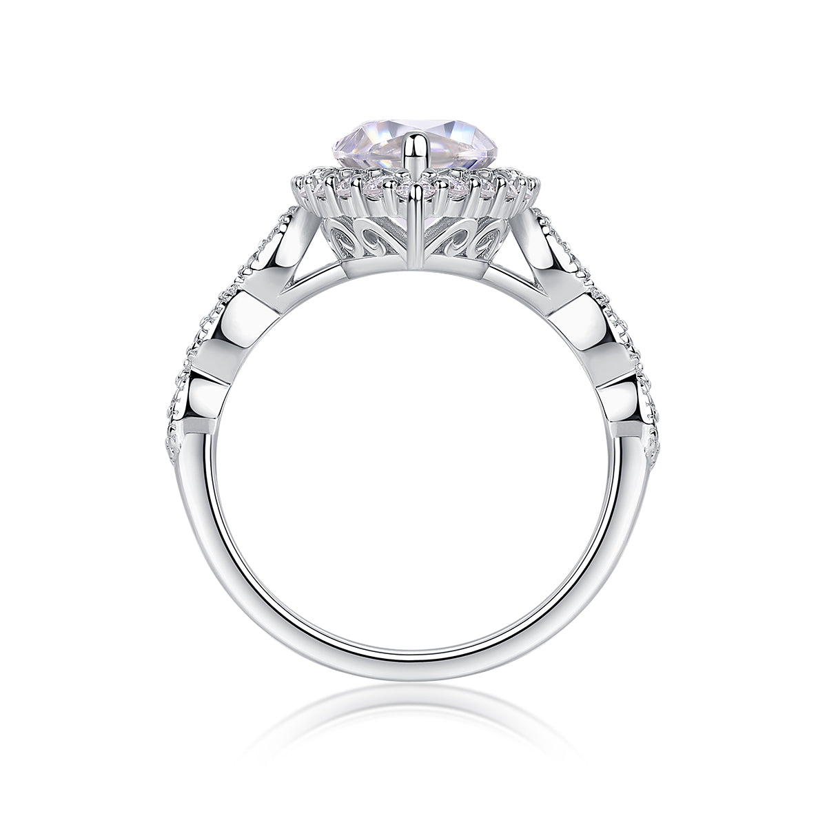 The Realm Of Delight - Moissanite S925 Sterling Silver & Platinum-Plated Diamond Ring