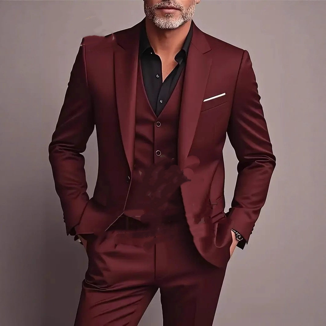 Men's Business Slim-Fitting Suit Three-Piece Suit
