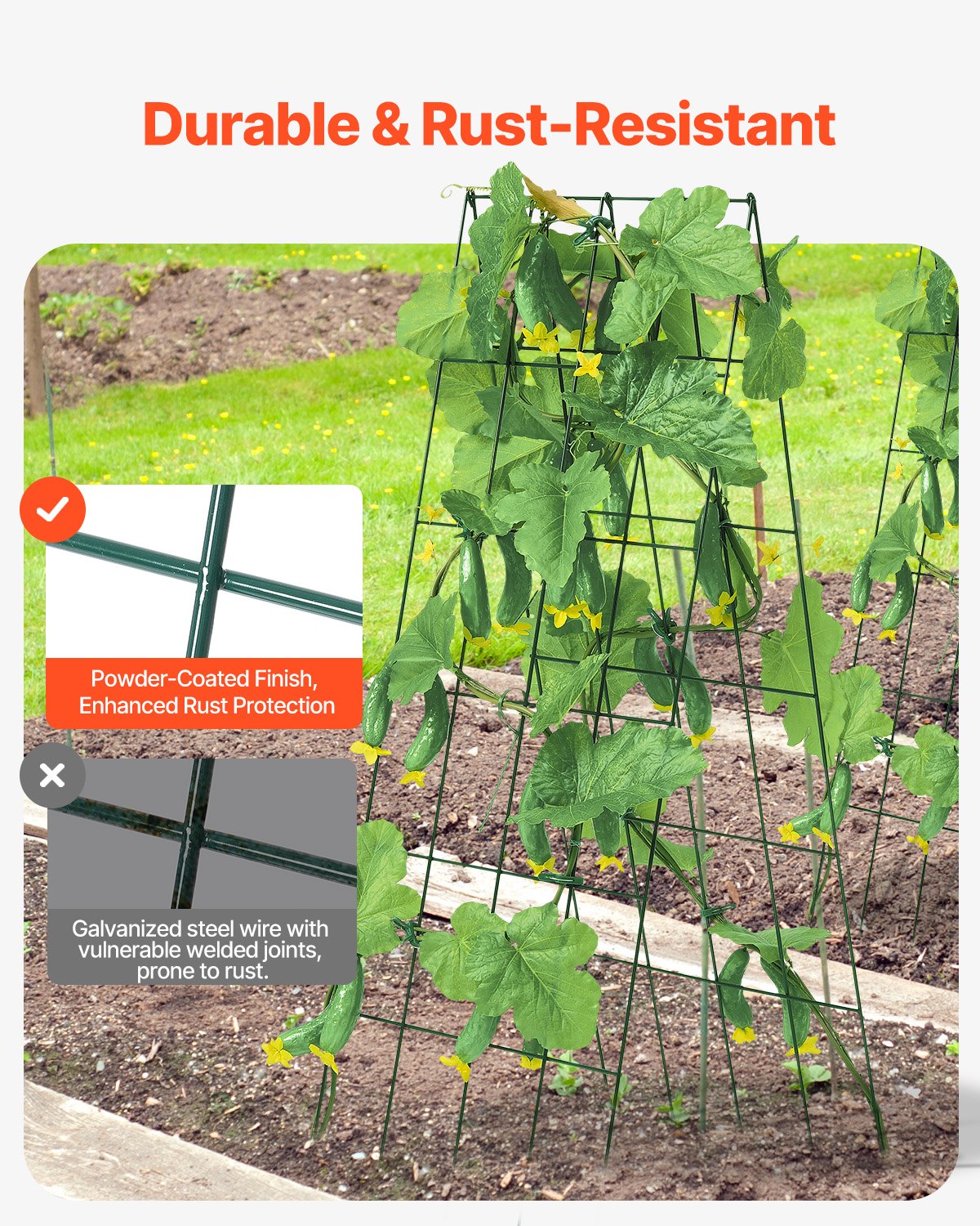 A-Frame Cucumber Trellis 39'  X 32' Foldable Metal Garden Trellis