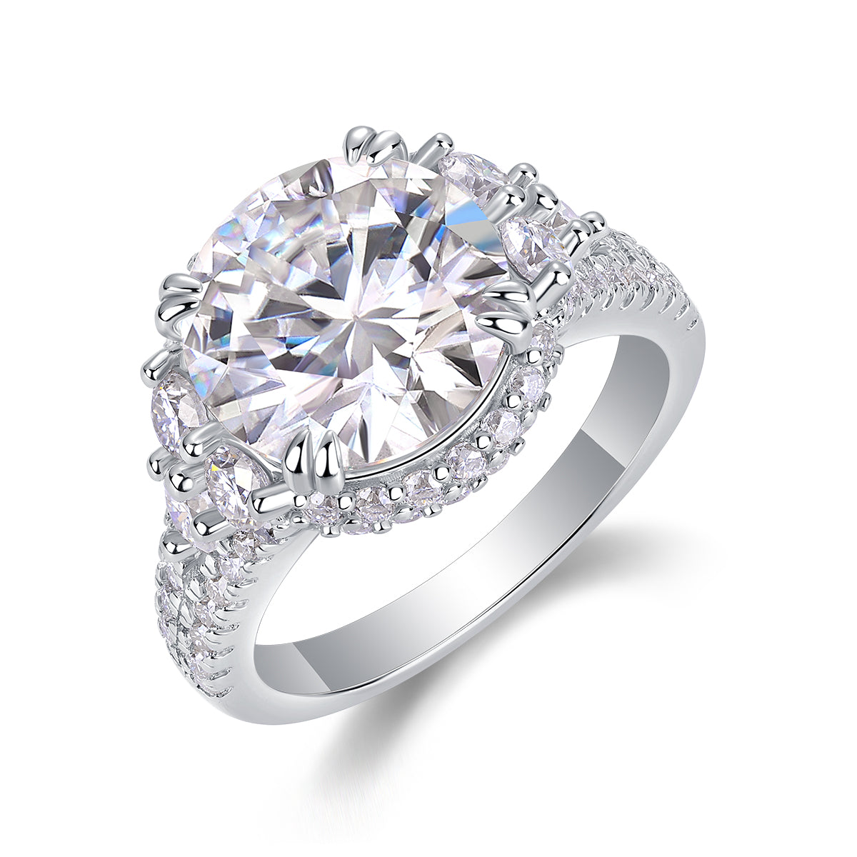 5-carat Moissan Diamond S925 Sterling Silver & Platinum-Plated Diamond Ring