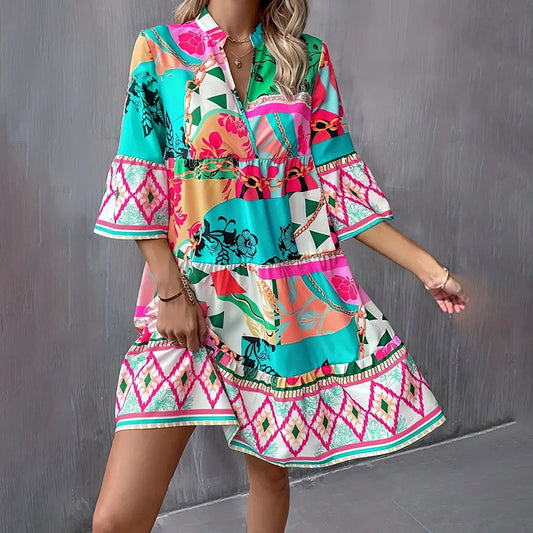 Women's Mini Casual V-Neck Dress