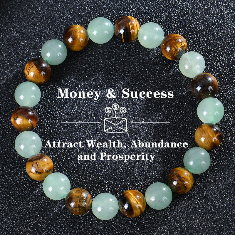 Natural Tiger Eye & Green Jade Bracelet