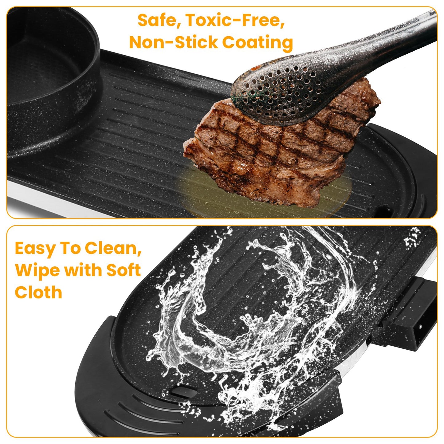 2200W 2 In 1 Electric Hot Pot With BBQ Grill Cooker