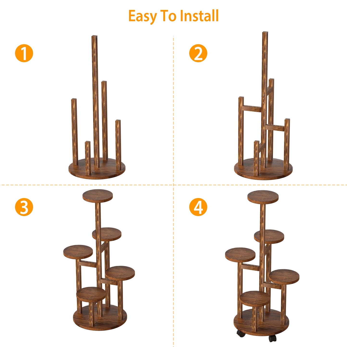 5 Layer Plant Stand With 4 Detachable Wheels - For Indoor And Outdoor