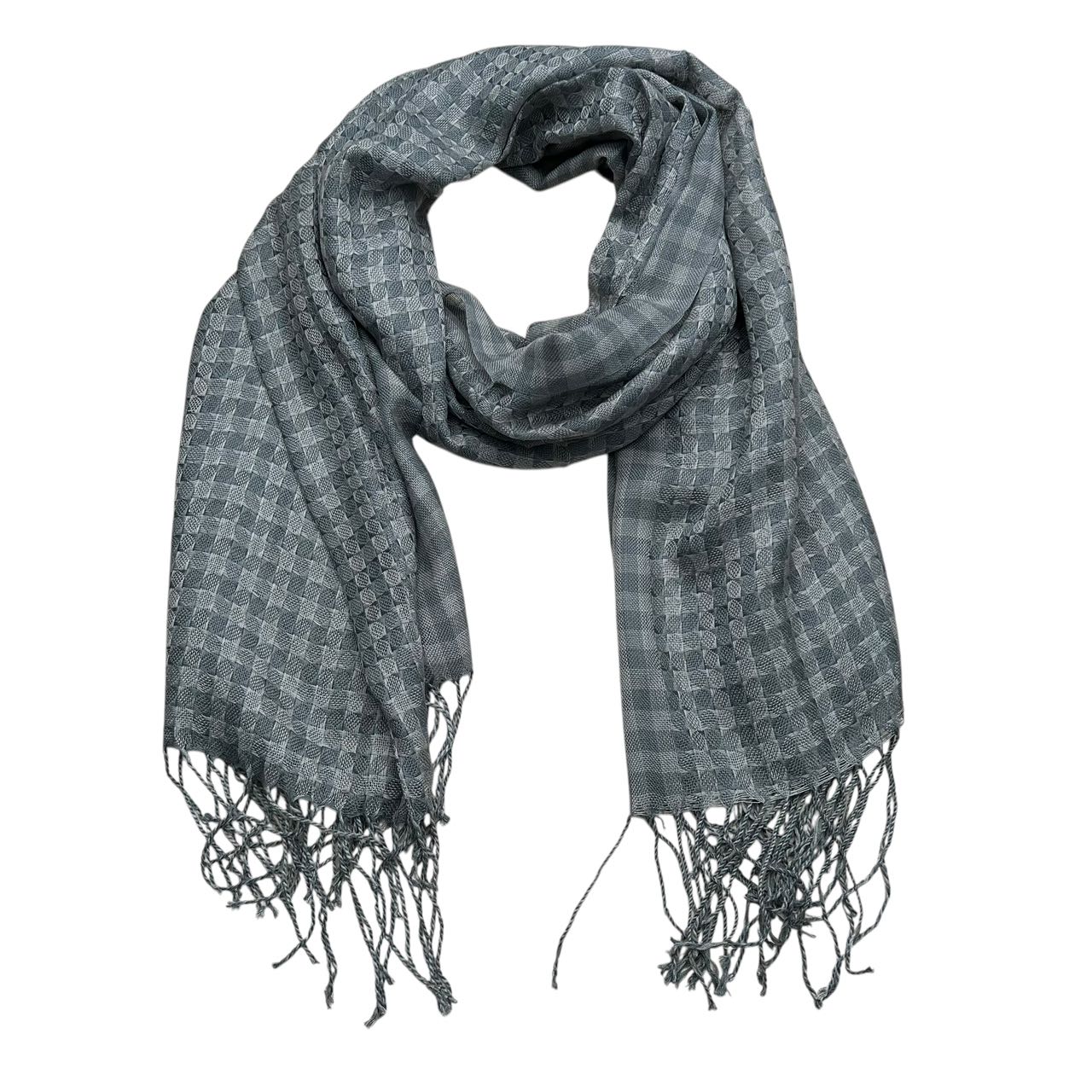 Deep Fringe Adds Movement Grey Acrylic Scarf With Fringe