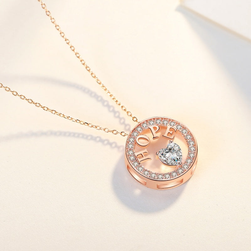18k Gold Plated 925 Silver 5A Zirconia Diamond Hope Pendant Necklace
