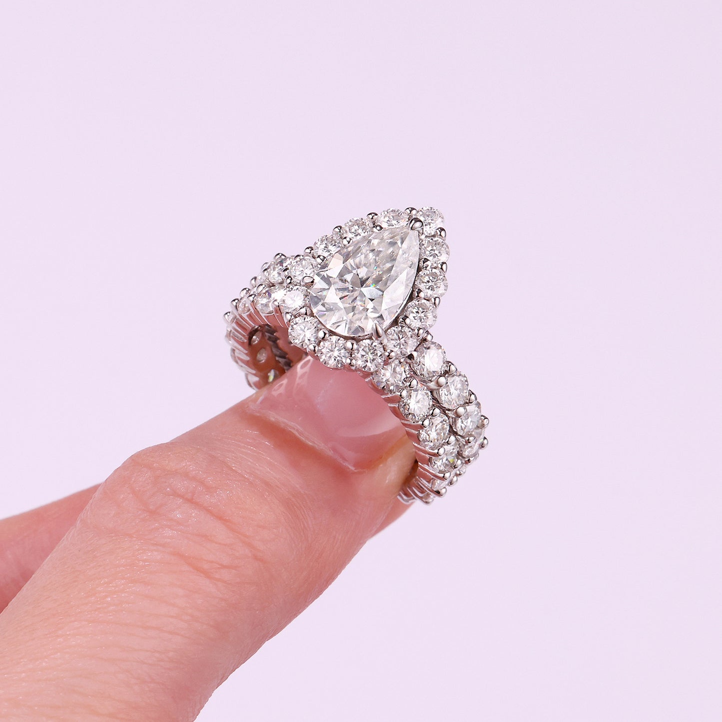 Devoted Dew - Moissanite S925 Sterling Silver & Platinum-Plated Diamond Ring