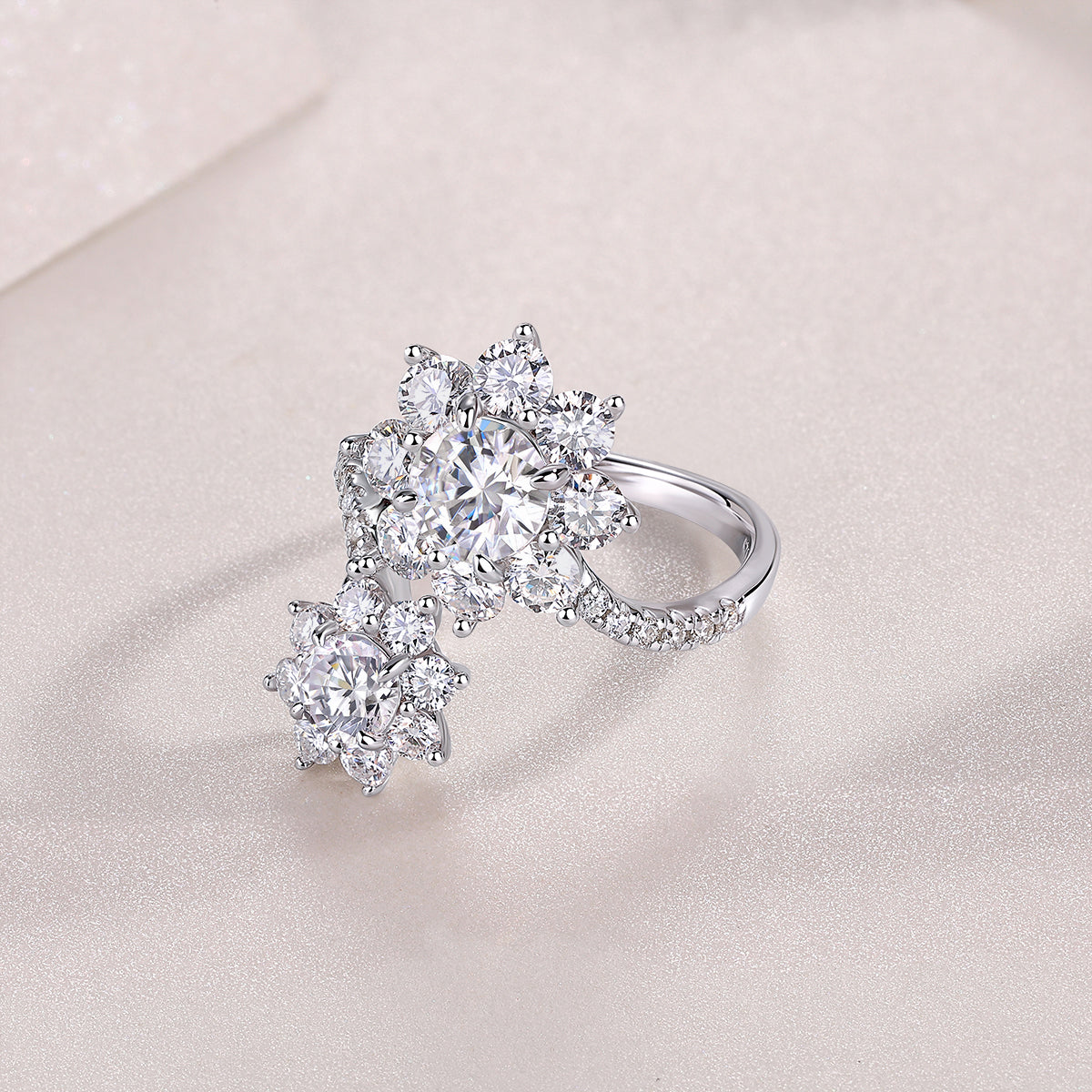 Petal Morning Dew - Jewelry Piece Set With 1-carat Moissanite S925 Sterling Silver & Platinum Diamond Ring