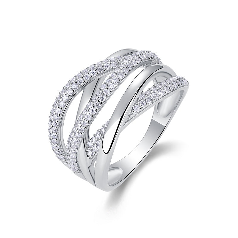 Brilliant Interweaving - Jewelry Accessory Set/Sterling Silver & Platinum-plated Diamond