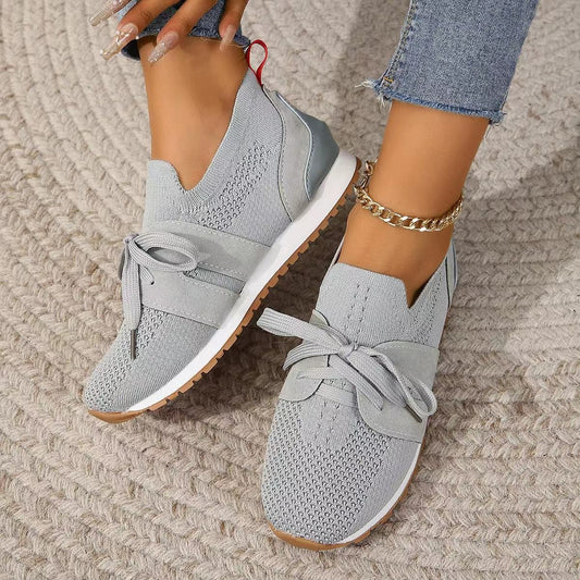 Lace Up Mesh Flats Shoes