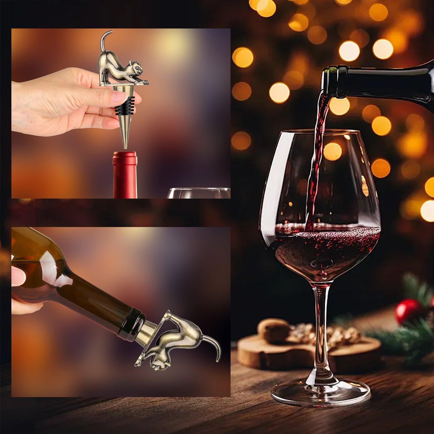 Elegant Upturned Cat Shaped Red Wine Stopper