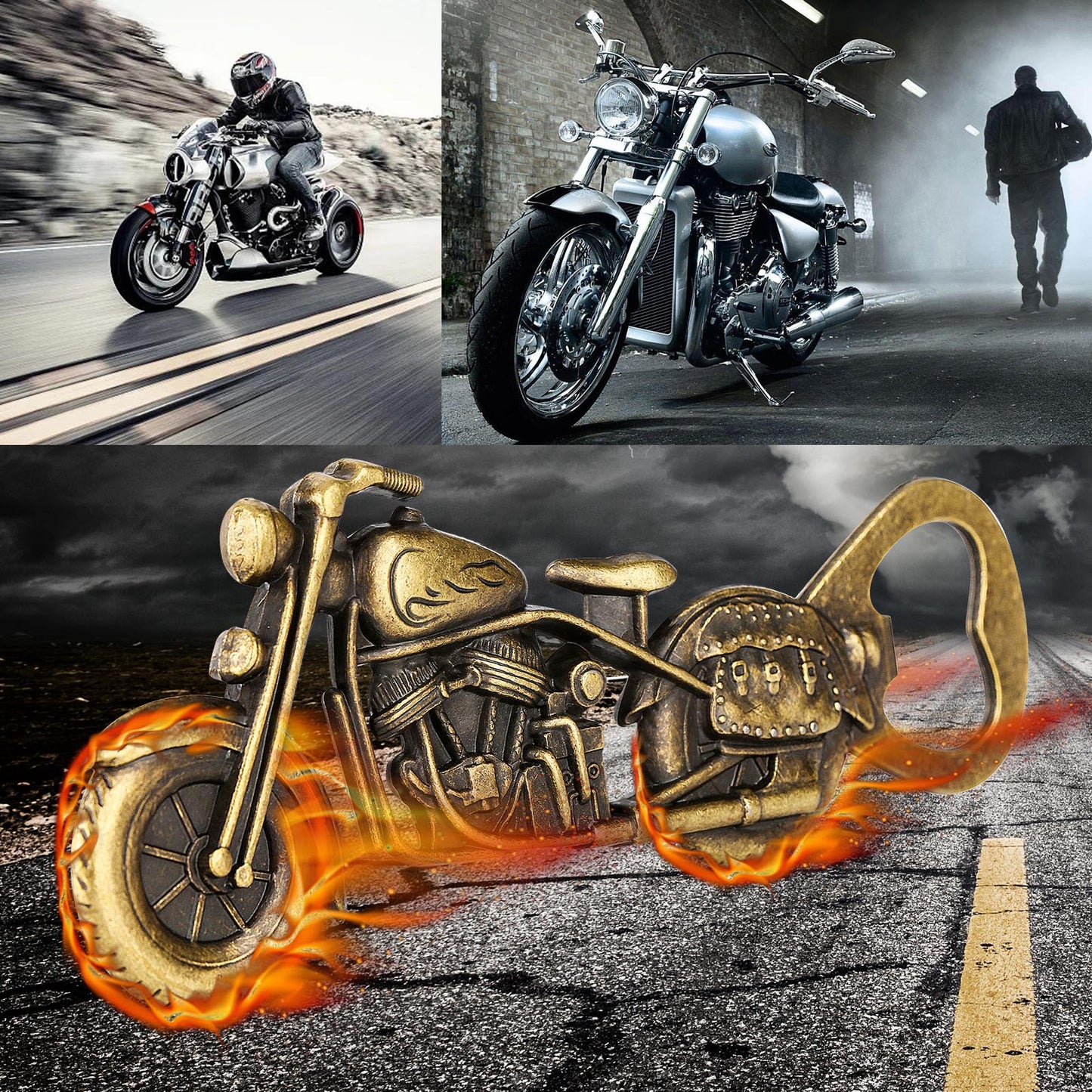 Old Style Motorcycle Beer Bottle Opener