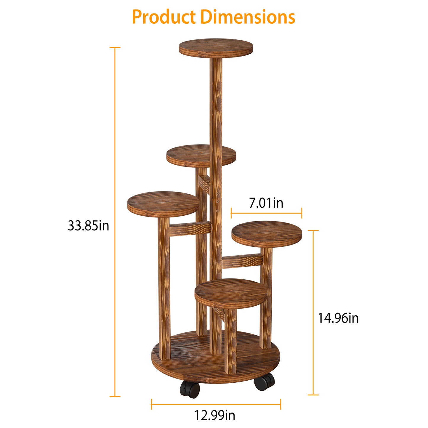 5 Layer Plant Stand With 4 Detachable Wheels - For Indoor And Outdoor