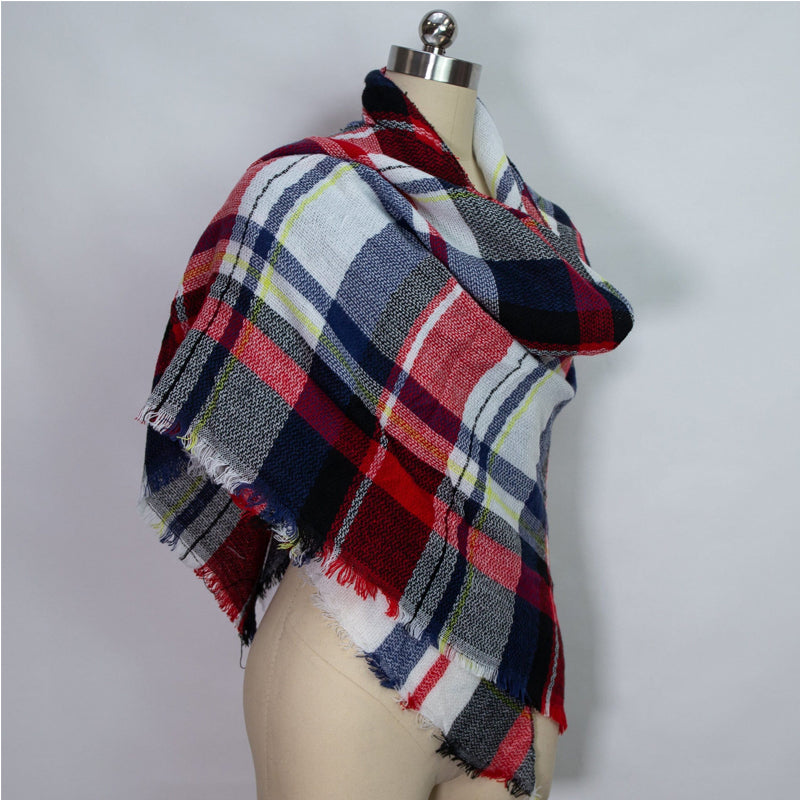 Red & Black & White Plaid Scarf