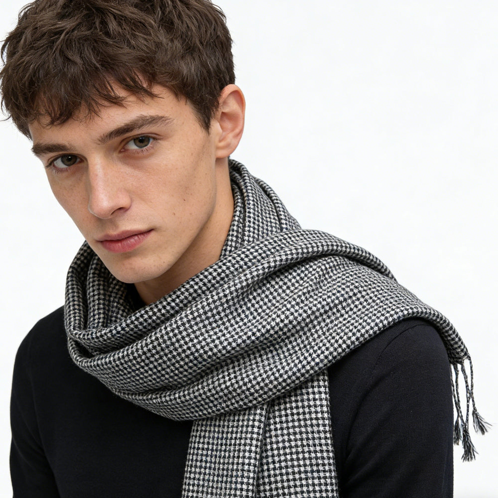 Modern Edge With Classic Colours Black White Graphic Jacquard Scarf