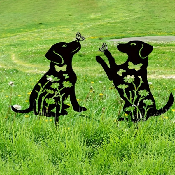 2pcs Metal Dog Garden Decor