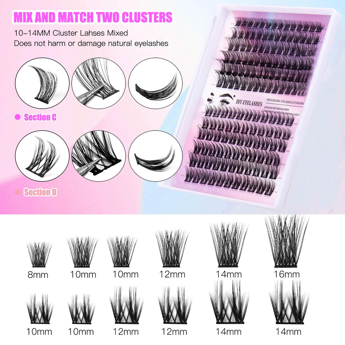 12 Rows Of 150 Segmented Lashes
