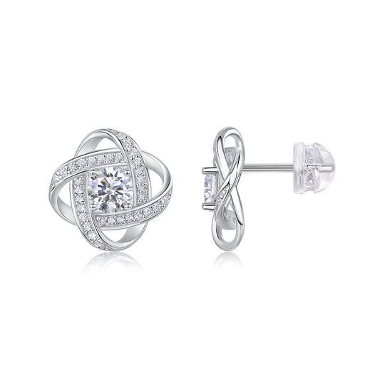 Hope Beam - Diamond Jewelry Piece Set With Half-Carat/Sterling Silver And Platinum-plated Stud Earrings