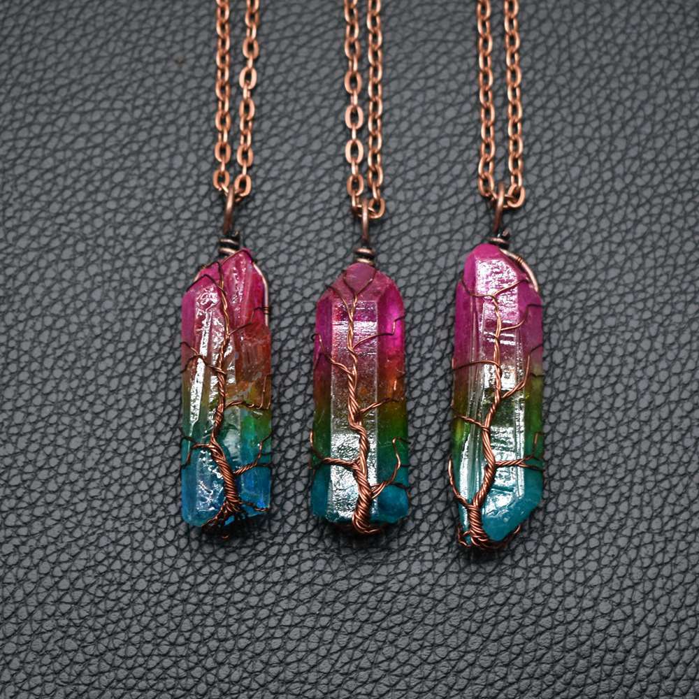 Crystal Pillar Tree Of Life Pendant/Necklace