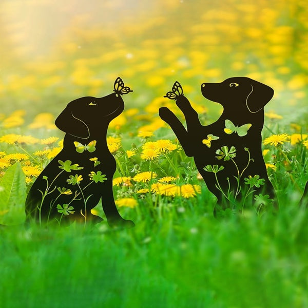 2pcs Metal Dog Garden Decor