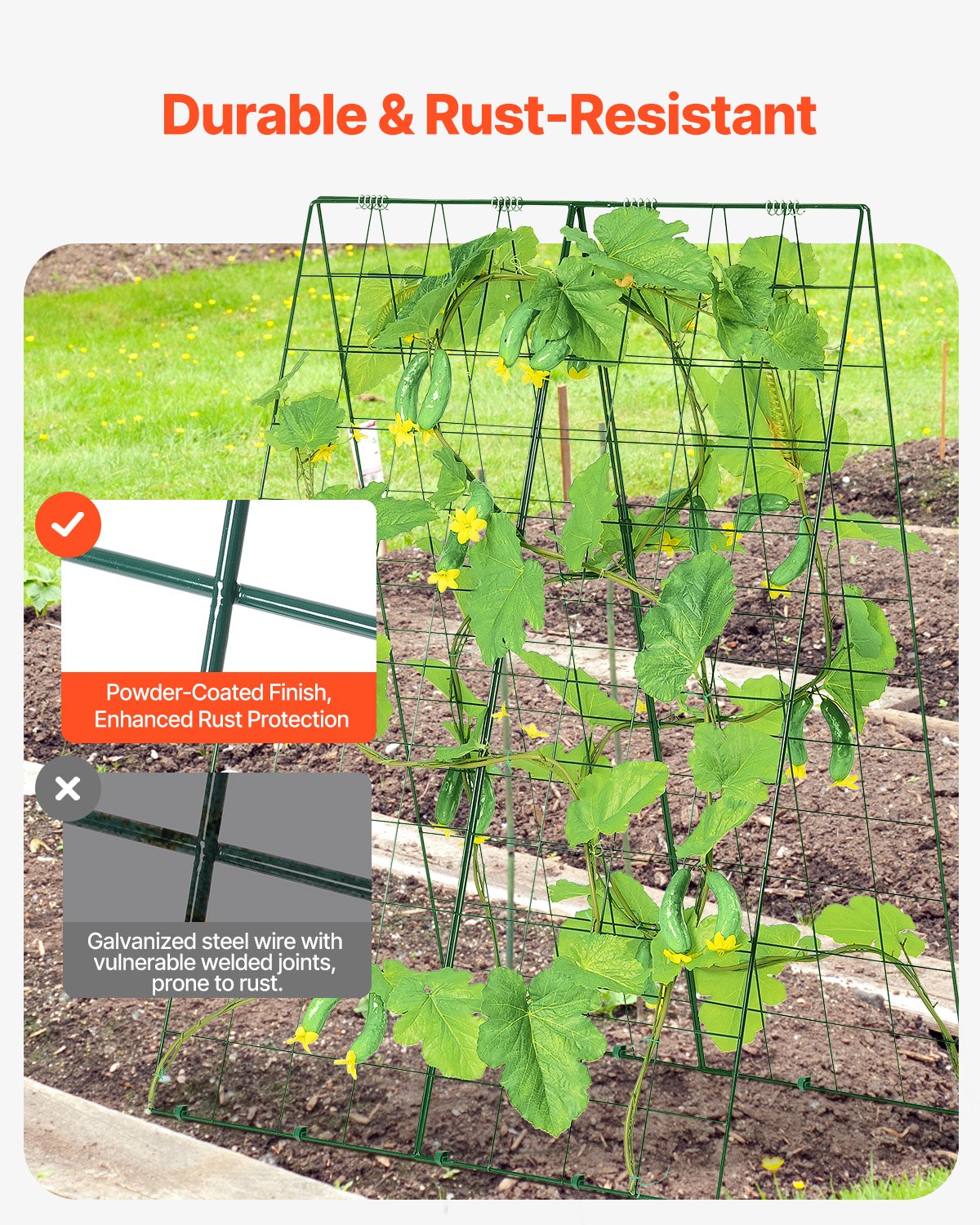 A-Frame Cucumber Trellis 46' X 32' Foldable Metal Garden Trellis