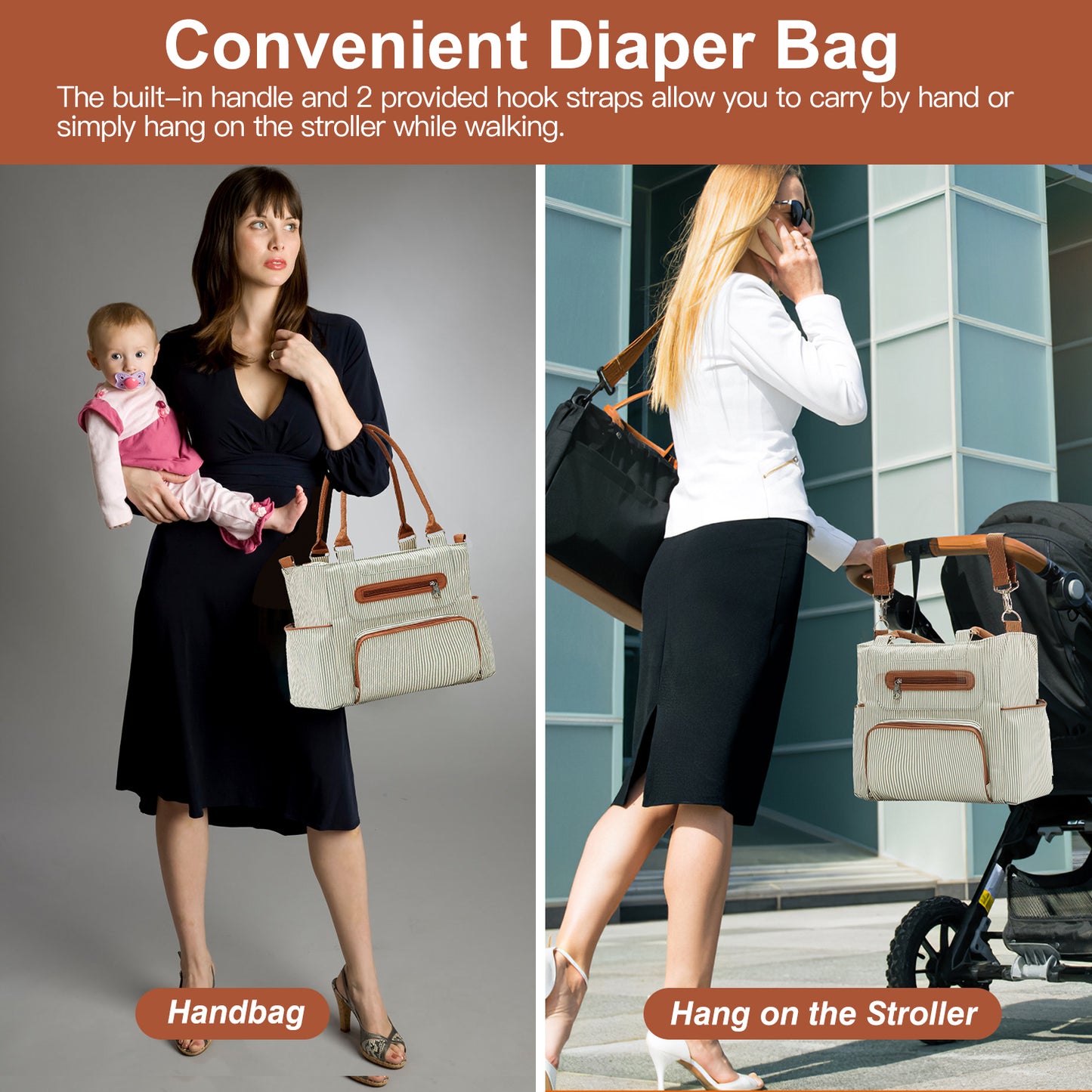 8Pcs Baby Nappy Diaper Bags Set