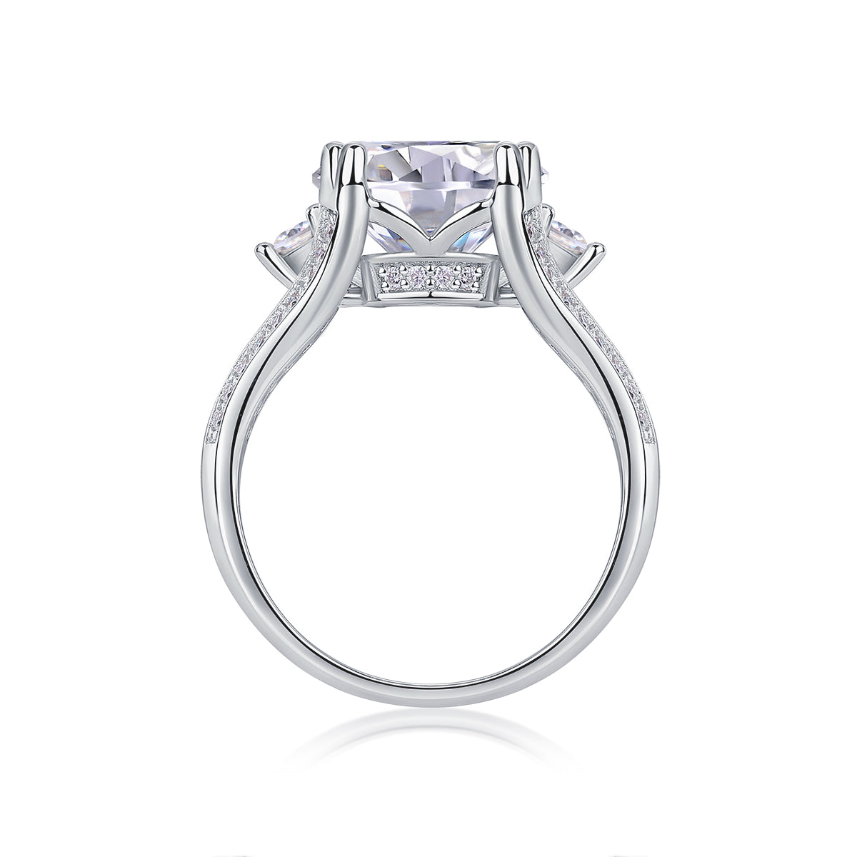 Elegant Radiance - Jewelry Piece Set- 5-carat Moissanite/ Sterling Silver & Platinum-plated Diamond