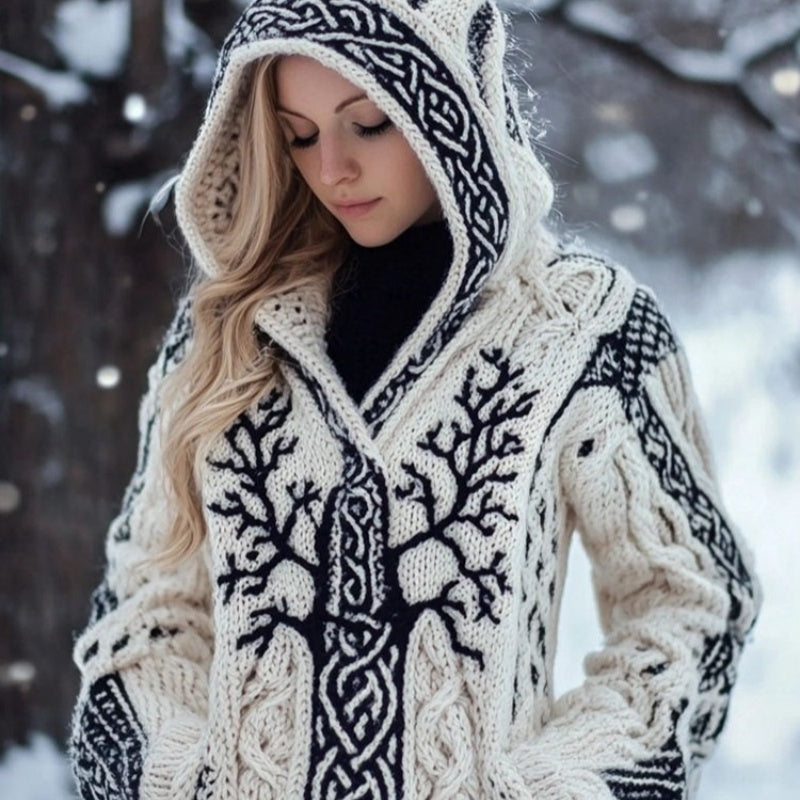 Women's Knitted Cardigan With A Round Neckline
