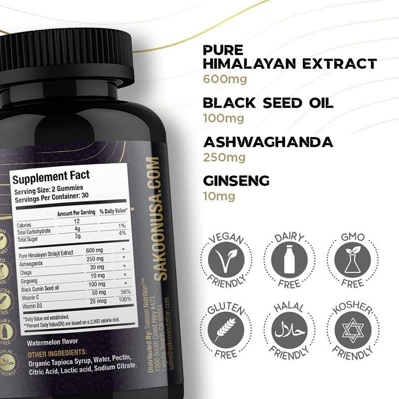 Shilajit +Black Seed Oil Gummies