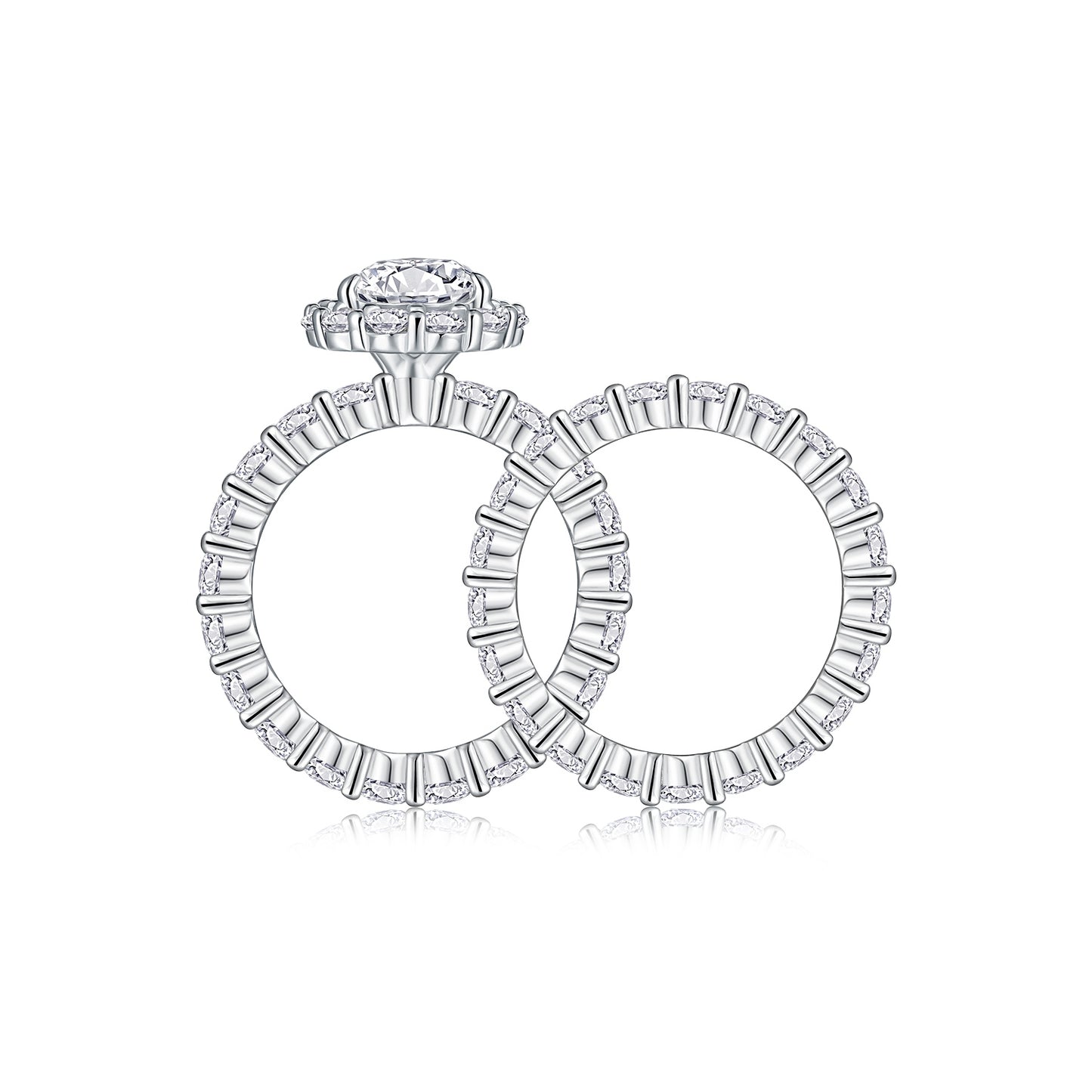 Devoted Dew - Moissanite S925 Sterling Silver & Platinum-Plated Diamond Ring