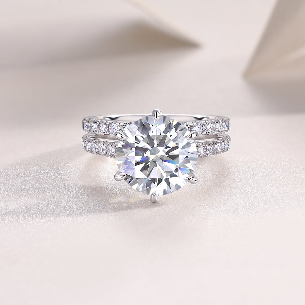 Large Diamond Rings - Set With Moissanite Silver Rings