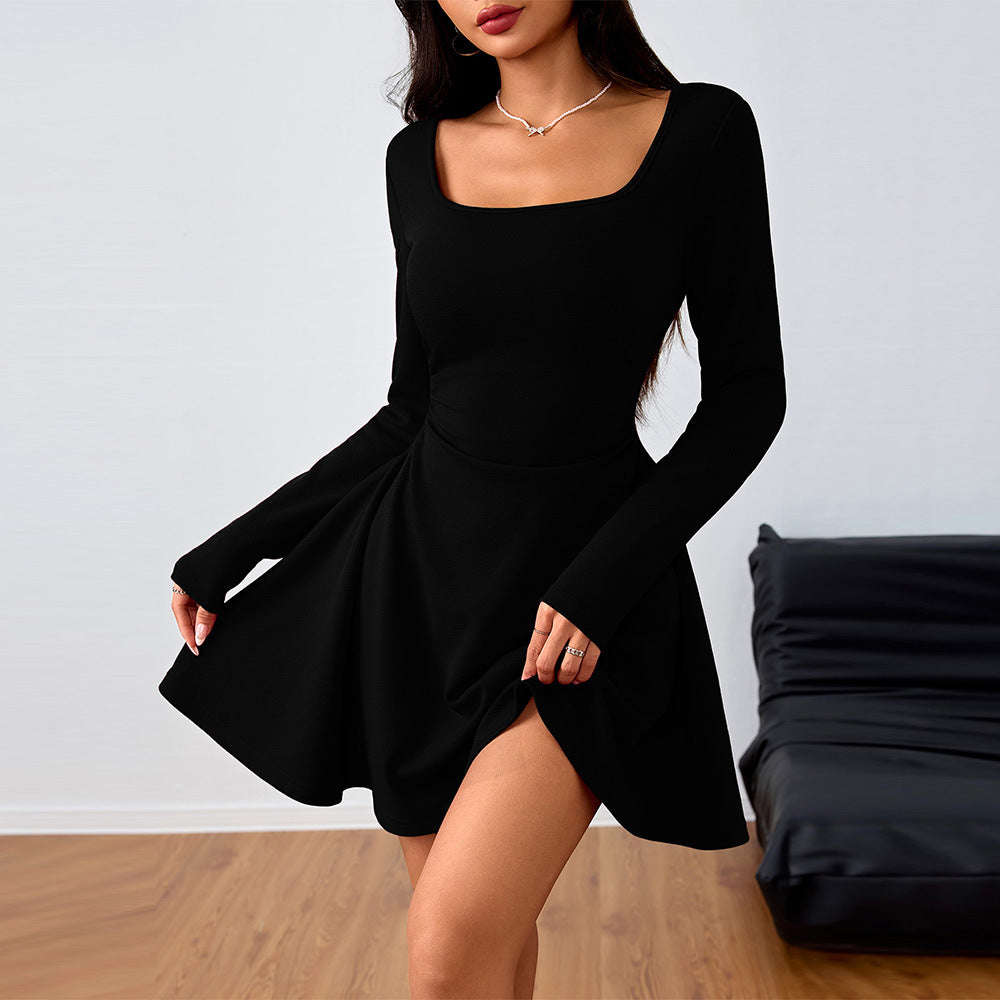 Elegant Dress with A High-Waisted - Style Wine-Red
