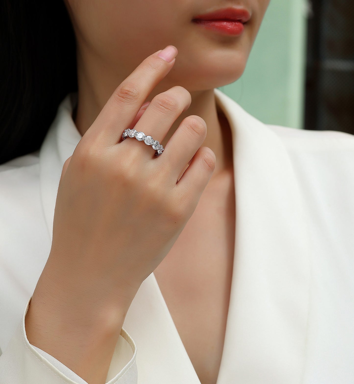 Dazzling Moments - Luxurious Jewelry Accessory Set/Sterling Silver & Platinum-plated Diamond