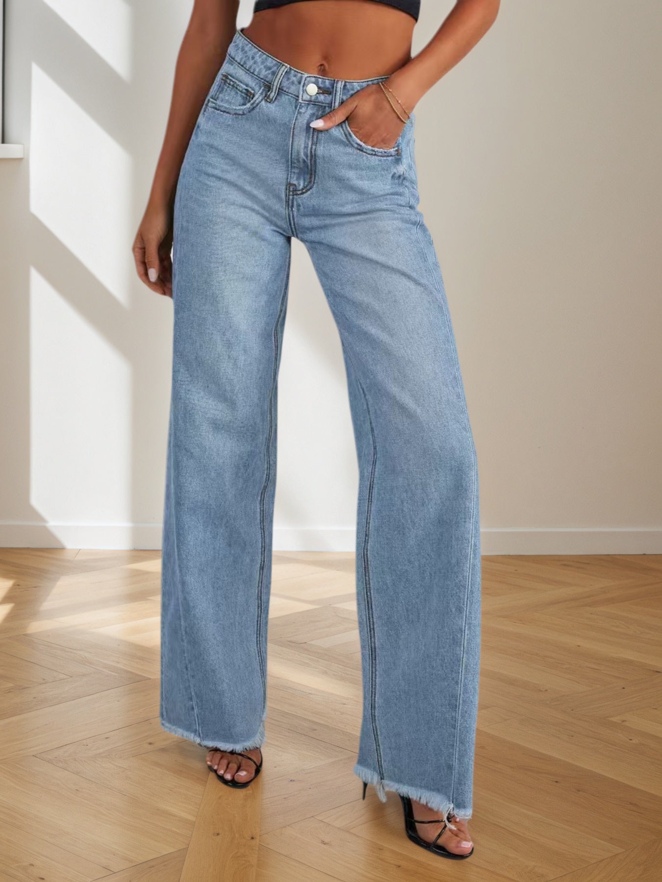 Denim Wide Leg Pants