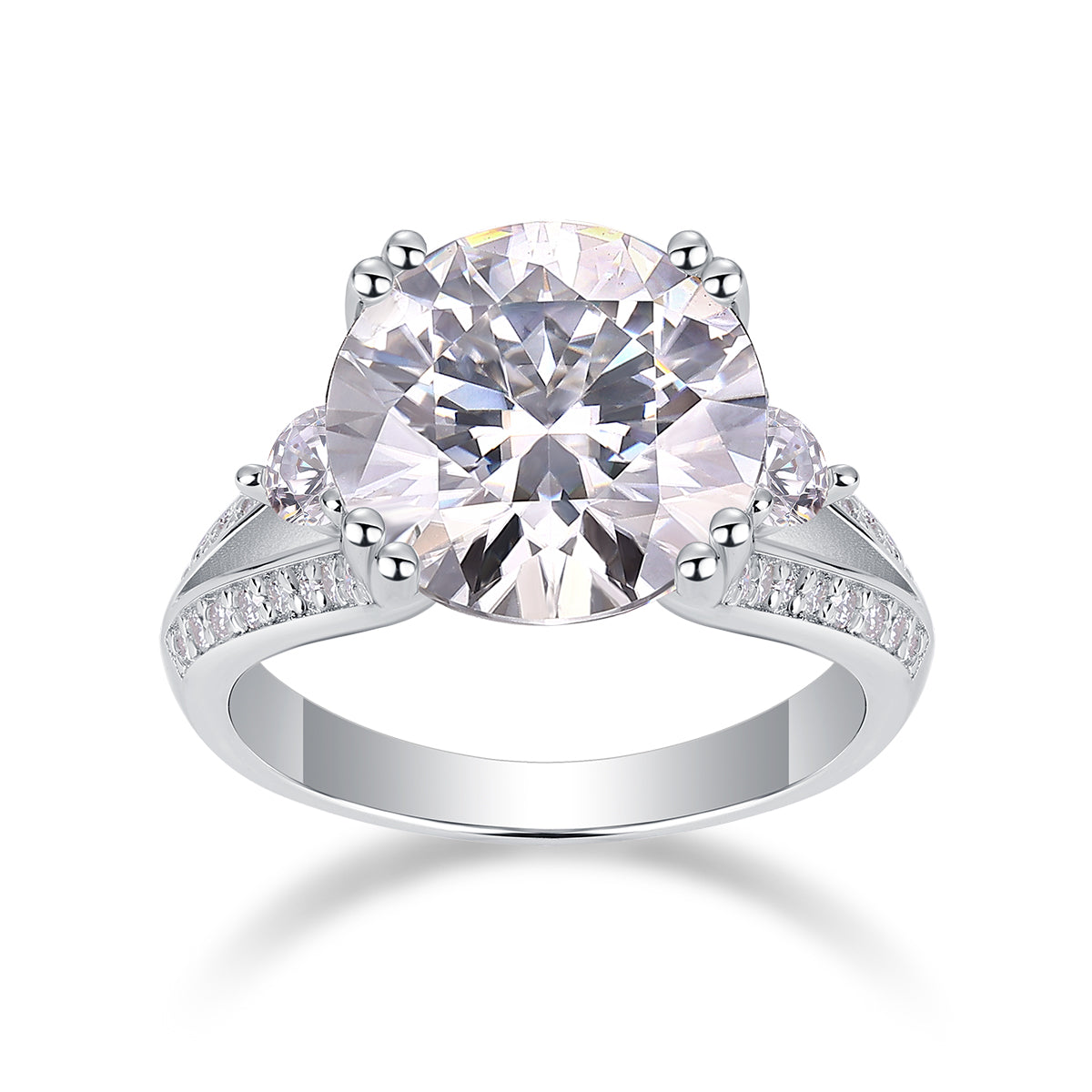 Elegant Radiance - Jewelry Piece Set- 5-carat Moissanite/ Sterling Silver & Platinum-plated Diamond